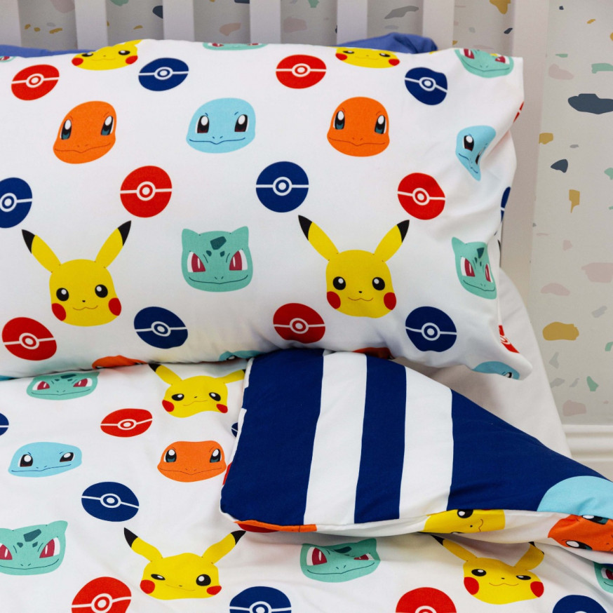 Pokemon Badges Duvet Set, Blue Single