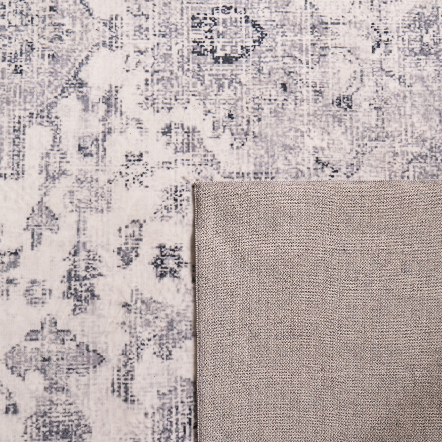 OHS Washable Vintage Printed Rug - Grey