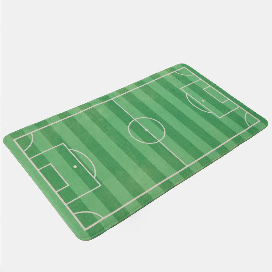 OHS Kids Supersoft Football Pitch Printed Rug - Green