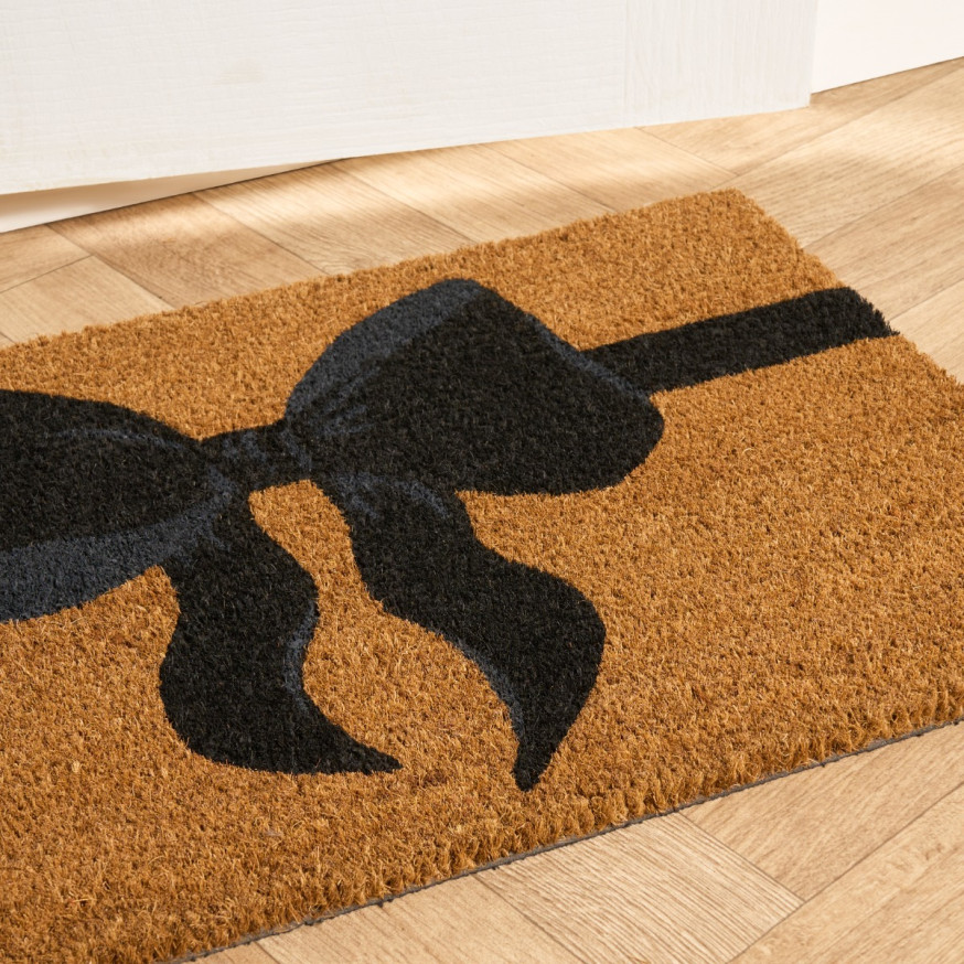 Bow Mat OHS Bow Print Coir Mat - Natural/Black