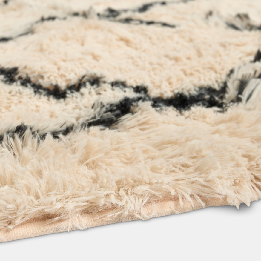 OHS Printed Fluffy Simple Geometric Rug - Monochrome