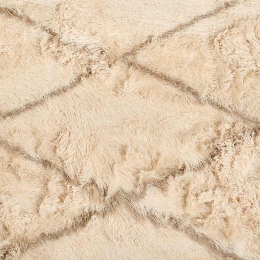 OHS Printed Fluffy Simple Geometric Rug - Natural