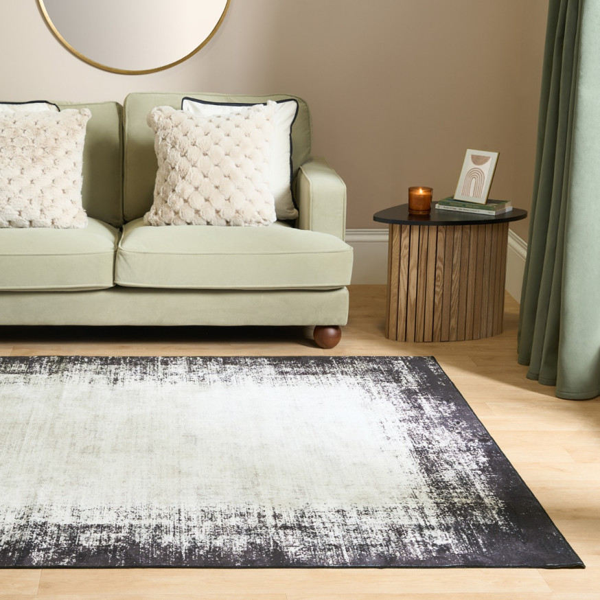Monochrome Patterned Rug OHS Washable Abstract Printed Rug - Monochrome