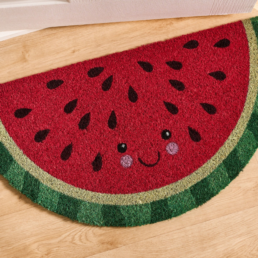 Watermelon Button Mat OHS Watermelon Shaped Coir Mat - Red/Green