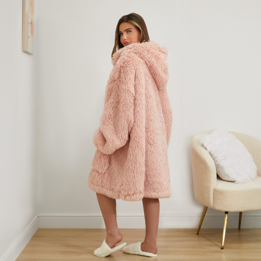 Sienna Fluffy Hoodie Blanket Blush