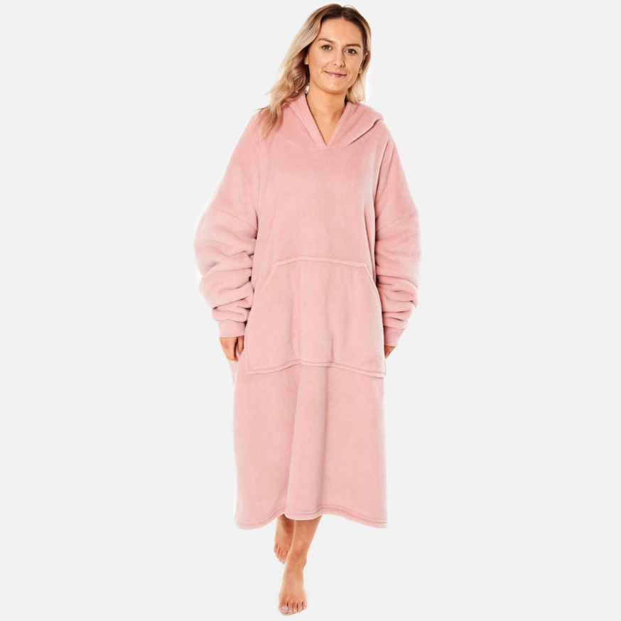 Sienna ExtraLong Sherpa Hoodie Blanket, Blush Pink