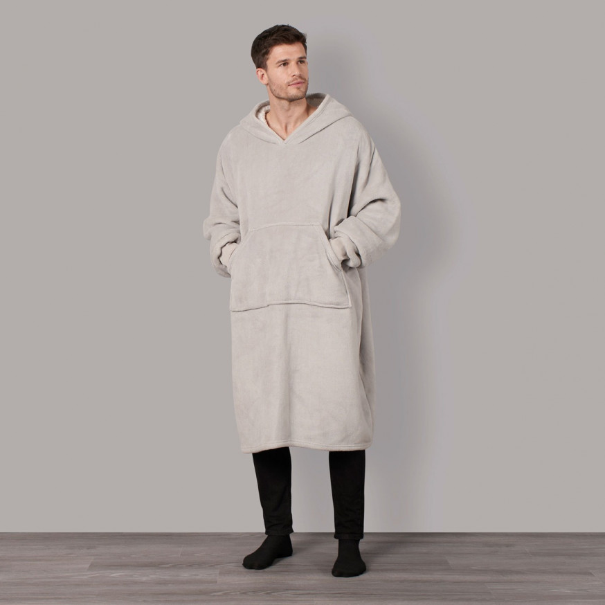 Sienna ExtraLong Sherpa Hoodie Blanket Silver