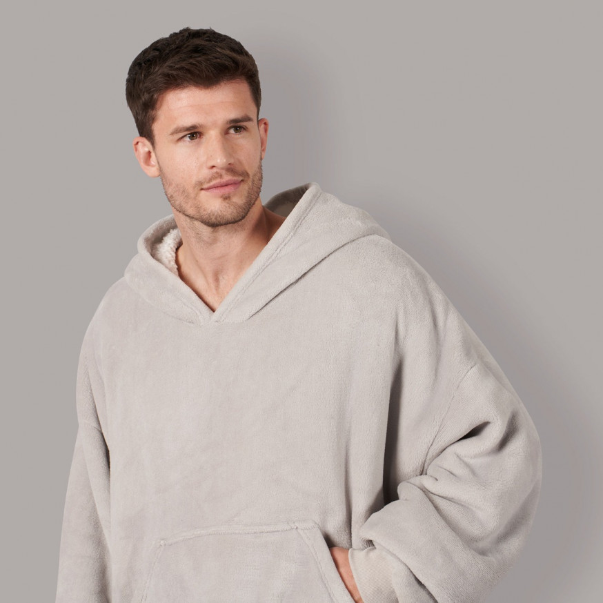 Sienna ExtraLong Sherpa Hoodie Blanket Silver
