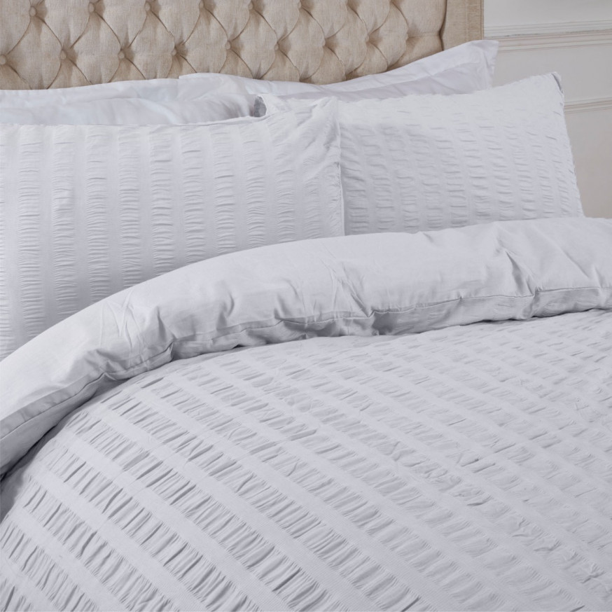 Highams Seersucker Duvet Set White
