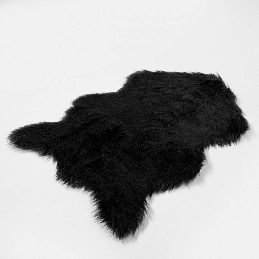 Sienna Faux Fur Sheepskin Rug, Black 60 x 90cm