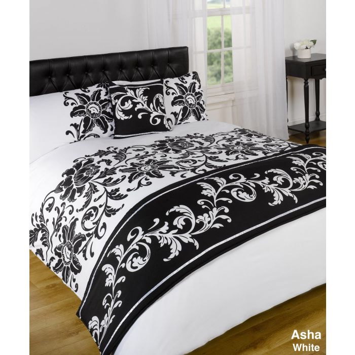 Asha Bed in a Bag Complete Bedding Set, Black/White - Single