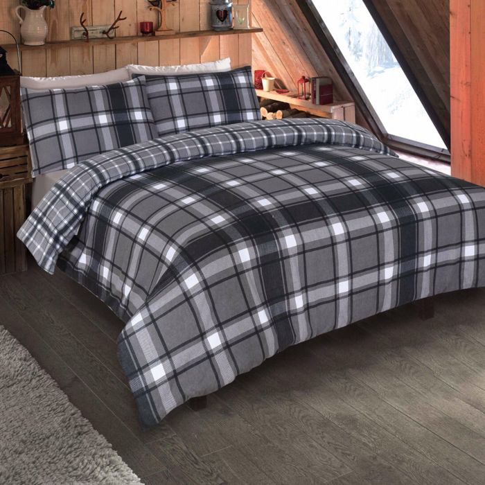 Dreamscene Aspen Brushed Cotton Check Tartan Duvet Cover Bedding Set