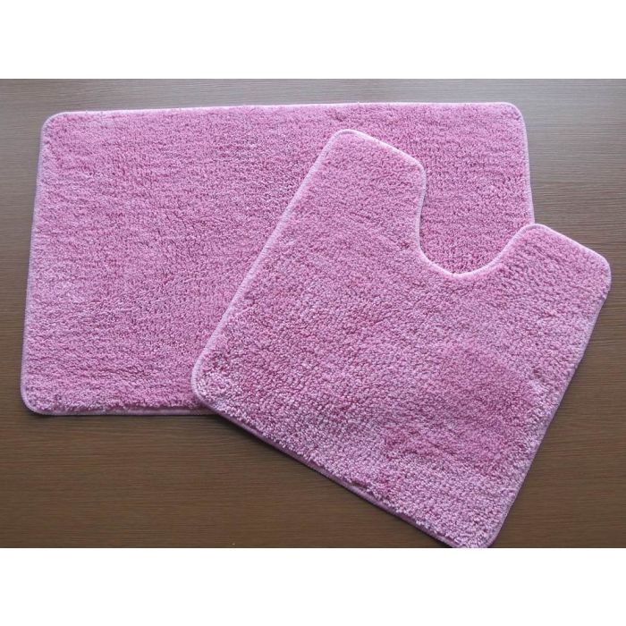 Plain Dye Bath Mat and Pedestal Sets - Pink