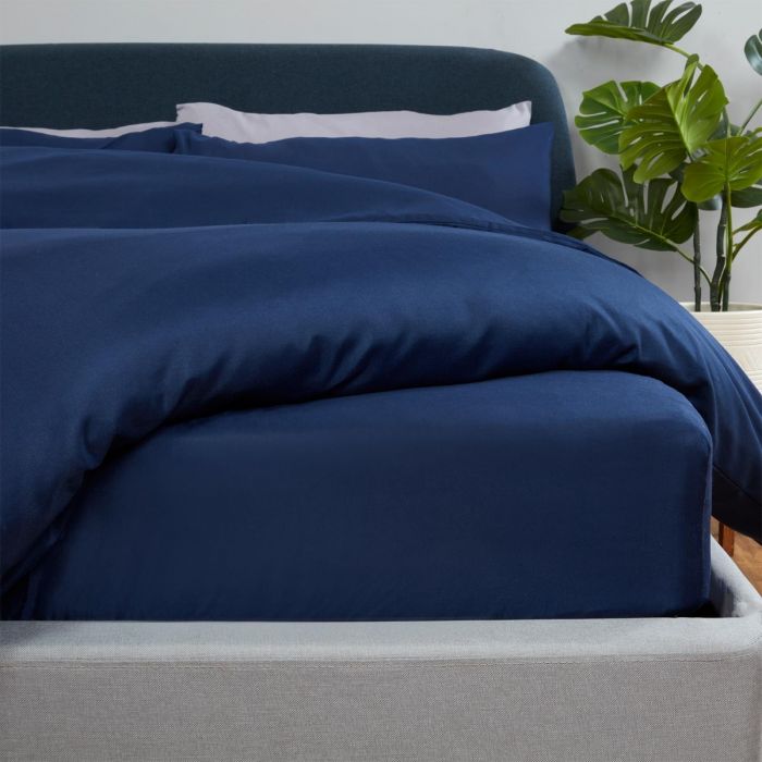 Brentfords Plain Dyed Fitted Single Sheet - Navy