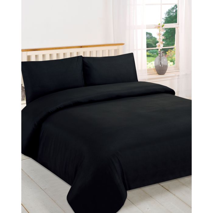 Brentfords Plain Dyed Duvet Cover Set Black