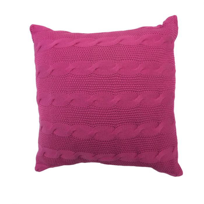 Highams Cable Knit 100% Cotton Cushion Cover - Pink 