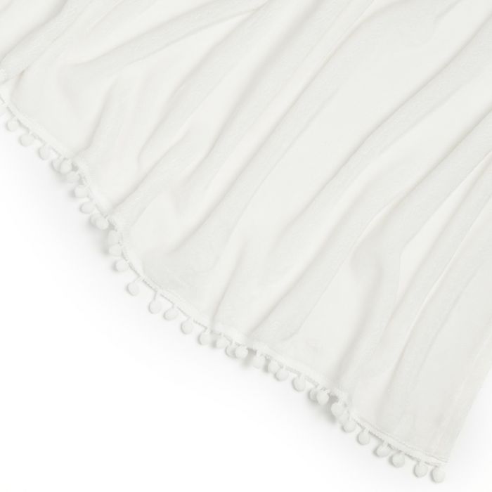 Dreamscene Flannel Fleece Pom Pom Throw - White