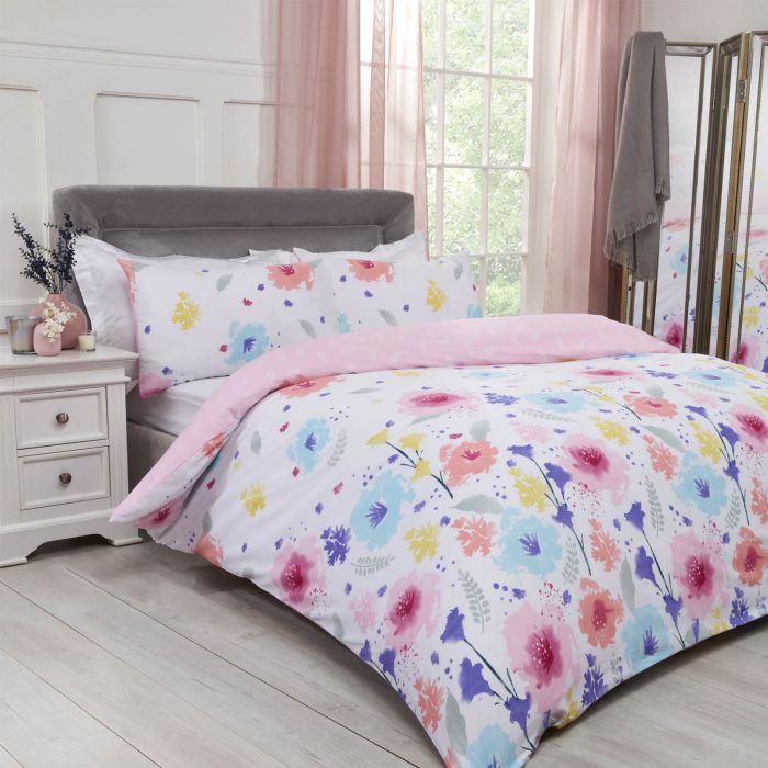 Dreamscene Watercolour Floral Duvet Cover Set Blush