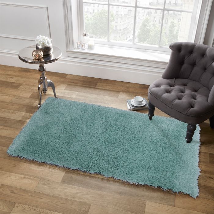 Sienna Large Shaggy Soft Floor Rug 5cm Pile, Duck Egg Blue 80 x 150cm