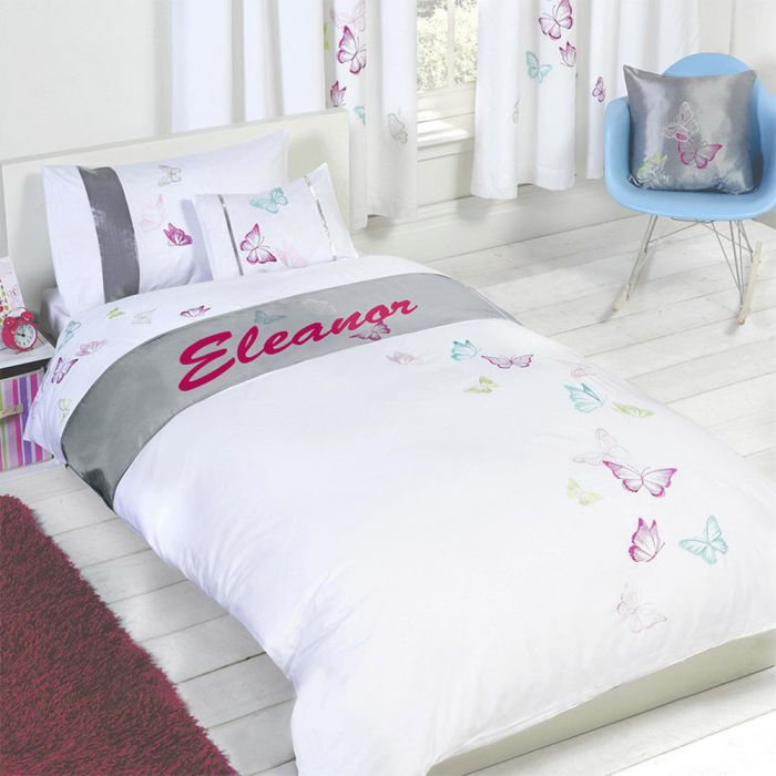 Tobias Baker Personalised Butterfly Duvet Cover Pillow Case Bedding Set - Eleanor, Single