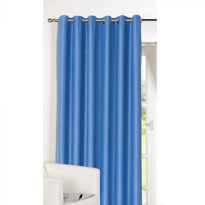 Luxury Ring Top Fully Lined Blackout Eyelet Thermal Door Curtain Blue 66" x 84"