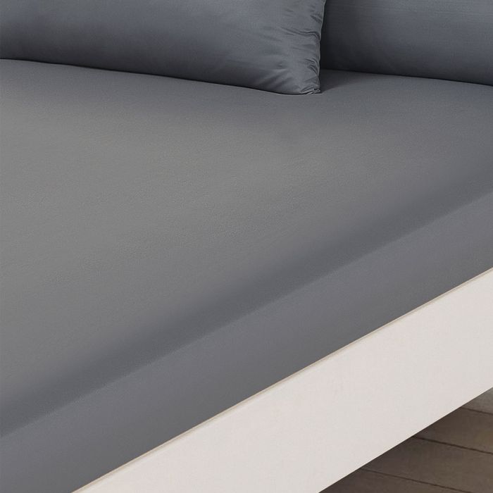Brentfords Plain Dyed Double Fitted Sheet - Grey