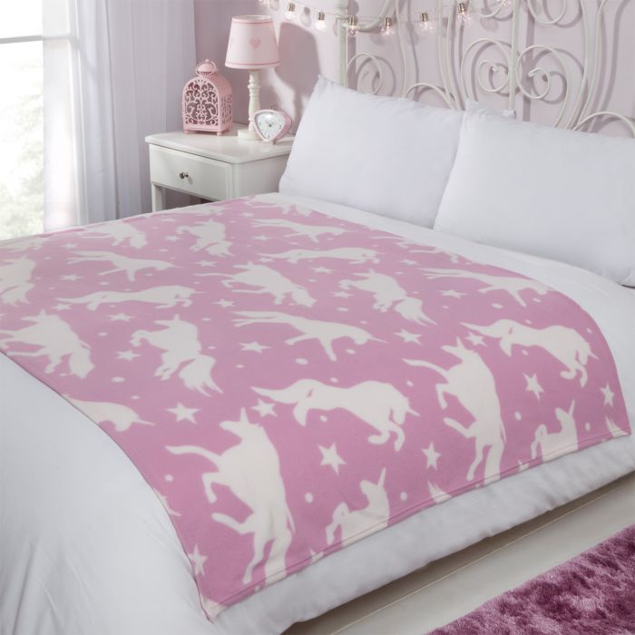 Dreamscene Fleece Blanket 120x150cm - Unicorn Pink