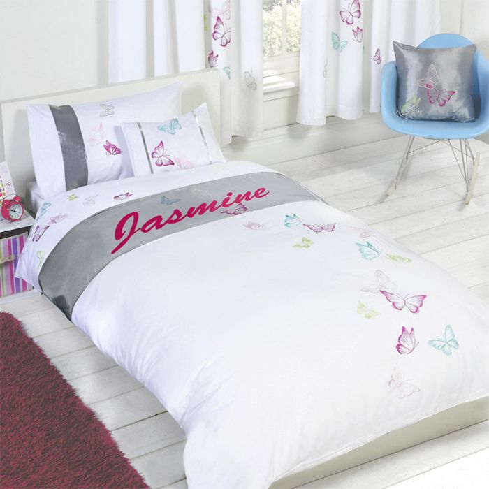 Tobias Baker Personalised Butterfly Duvet Cover Pillow Case Bedding Set - Jasmine, Single