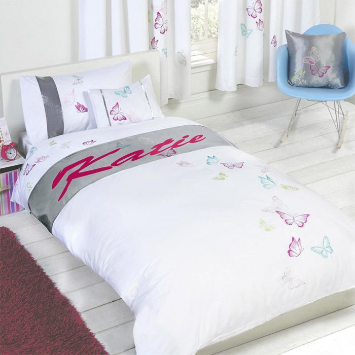 Tobias Baker Personalised Butterfly Duvet Cover Pillow Case Bedding Set - Katie, Single