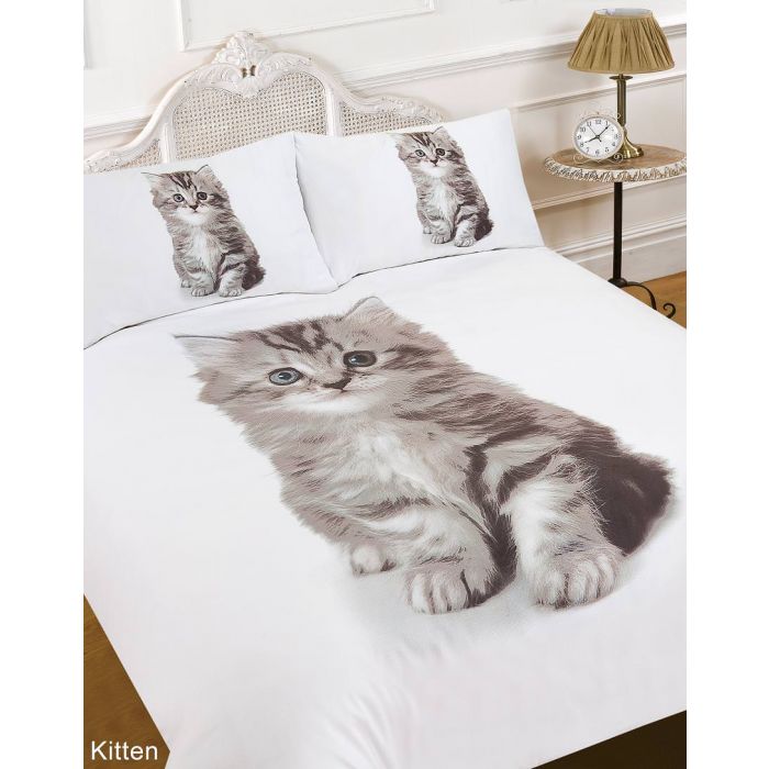 Dreamscene Kitten Animal Print Duvet Cover Bedding Set - Double