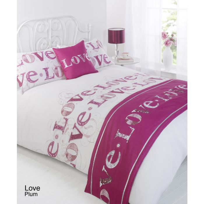 Love Bed In A Bag Duvet Single Cover Set - Plum