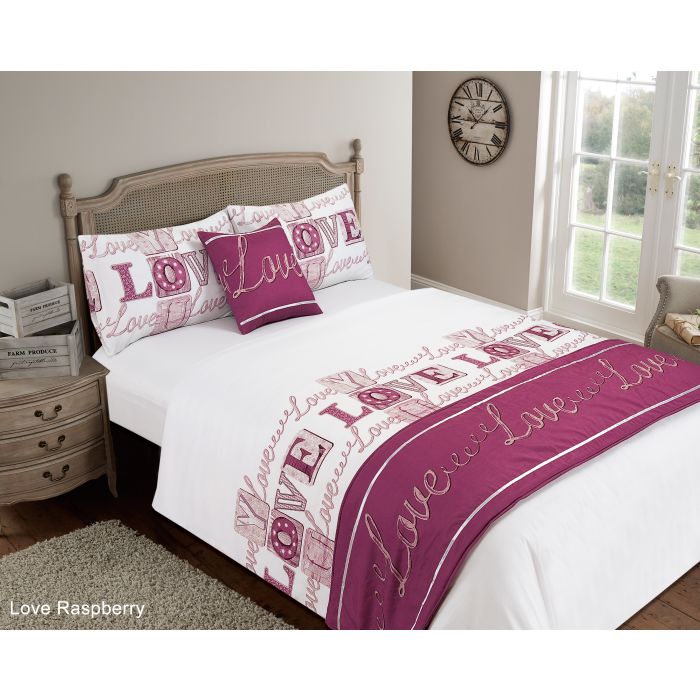 Dreamscene Love You Complete Bed in a Bag Duvet Set with Pillowcases in Pink - Single