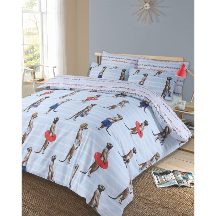 Dreamscene Kids Meerkat Duvet Cover Set, Blue Double