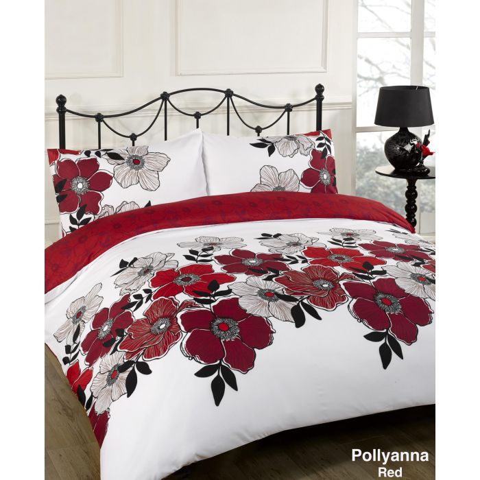Dreamscene Pollyanna Floral Duvet Quilt Cover Bedding Set - Red - King