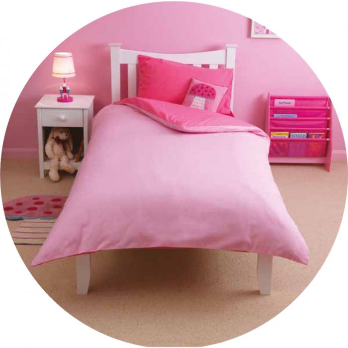 Brentfords Luxury 100% Cotton Reversible Duvet Cover with Pillow Case Set - Pink - Single
