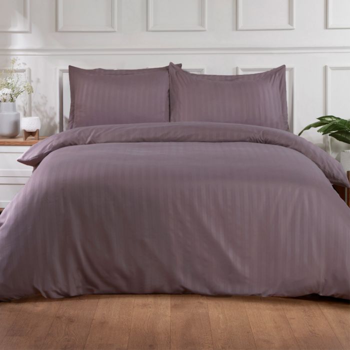 Brentfords Satin Stripe Duvet Cover Set Mauve