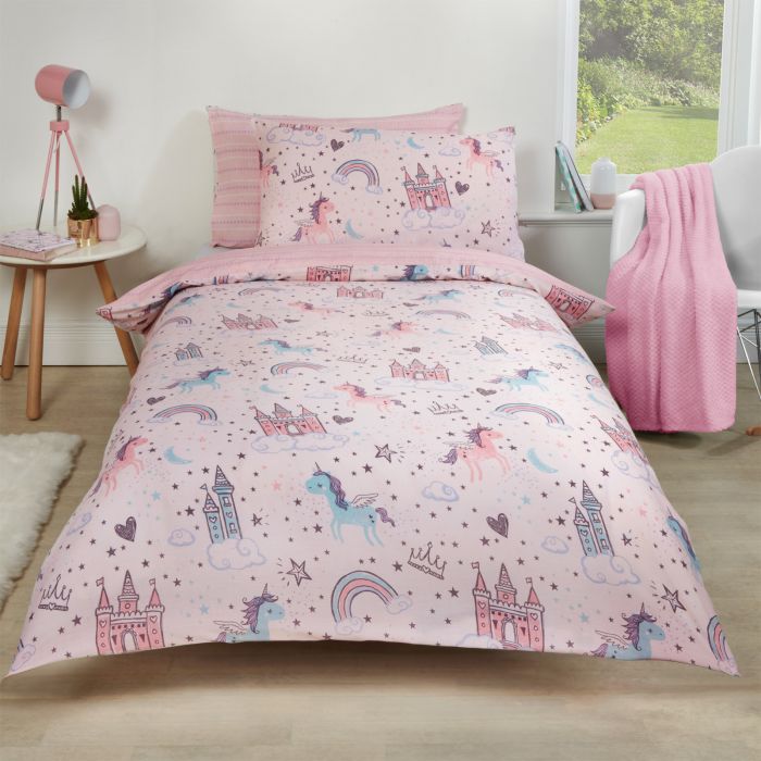 Dreamscene Unicorn Kingdom Duvet Set - Pink
