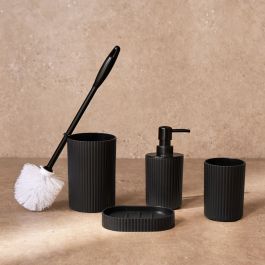 OHS 4-Piece Ribbed Bathroom Accessories Set - Black