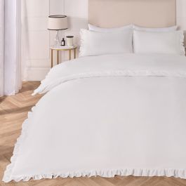 OHS Frill Edge Duvet Cover Set - White