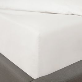 Highams 100% Cotton Fitted Bed Sheet, Plain Dye White - Single