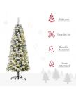 OHS Pre-Lit Artificial Snow Flocked Christmas Tree With Warm LED Lights, Green/White - 5ft
