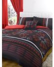 Aster Bumper Bedding Set with Curtains, Black/Red - Single