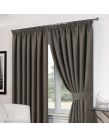Basket Weave Tape Top Curtains With Tiebacks - Charcoal 46x54