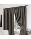 Basket Weave Tape Top Curtains With Tiebacks - Charcoal 66x54