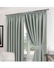Luxury Basket Weave Lined  Tape Top Curtains with Tiebacks - Duck Egg 66"x54"
