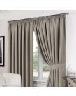 Luxury Basket Weave Lined Tape Top Curtains with Tiebacks - Silver/Grey 66x54