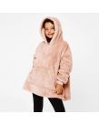 Brentfords Teddy Fleece Hoodie Blanket, Blush Pink - Kids - One Size