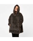 Brentfords Teddy Fleece Hoodie Blanket, Charcoal Grey - Kids - One Size