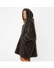 Brentfords Teddy Fleece Hoodie Blanket, Charcoal Grey - Adults - One Size