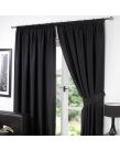 Pencil Pleat Thermal Blackout Fully Lined Curtains - Black 66x72